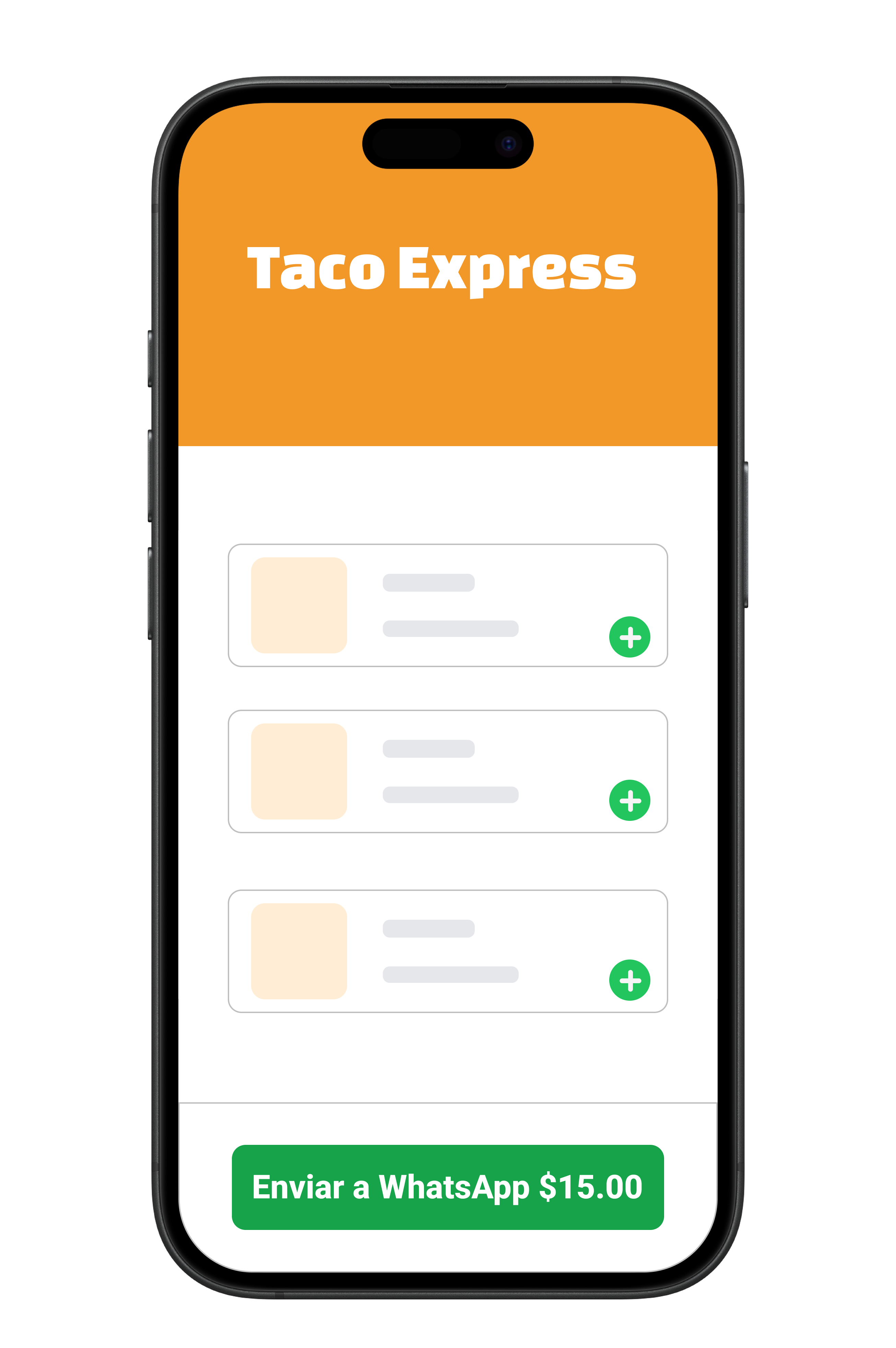 Vista del menú digital Taco Express